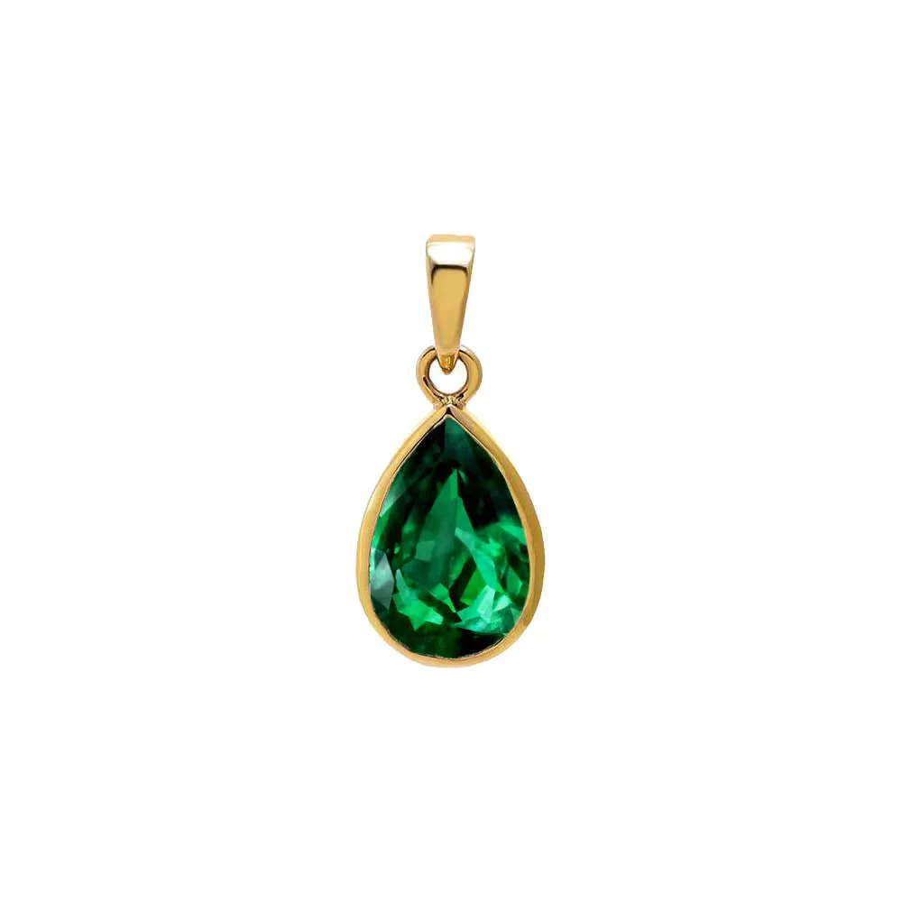 Colored CZ Pear Bezel Pendant sold by Adina Eden's