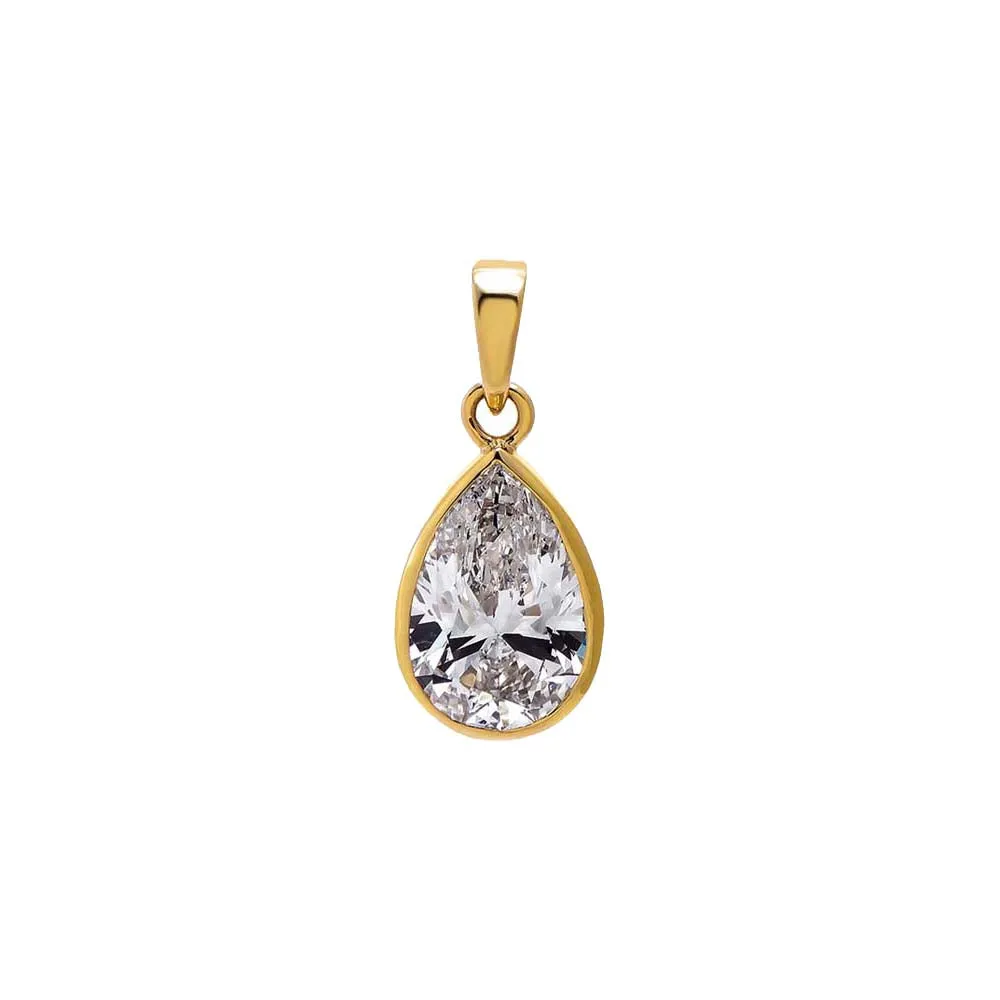 Colored CZ Pear Bezel Pendant sold by Adina Eden's product image thumbnail 2