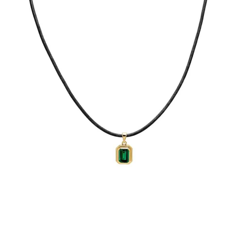 Colored CZ Emerald Bezel Pendant sold by Adina Eden's product image thumbnail 3