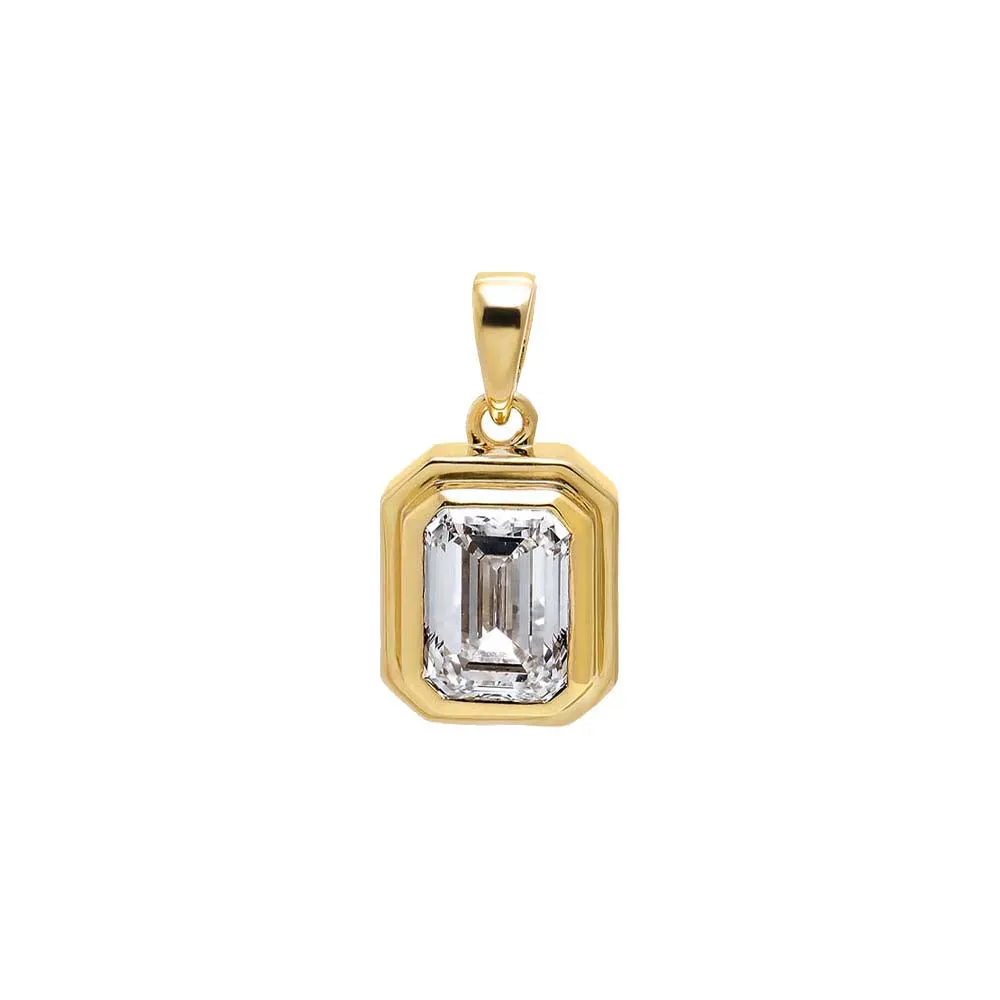 Colored CZ Emerald Bezel Pendant sold by Adina Eden's product image thumbnail 2