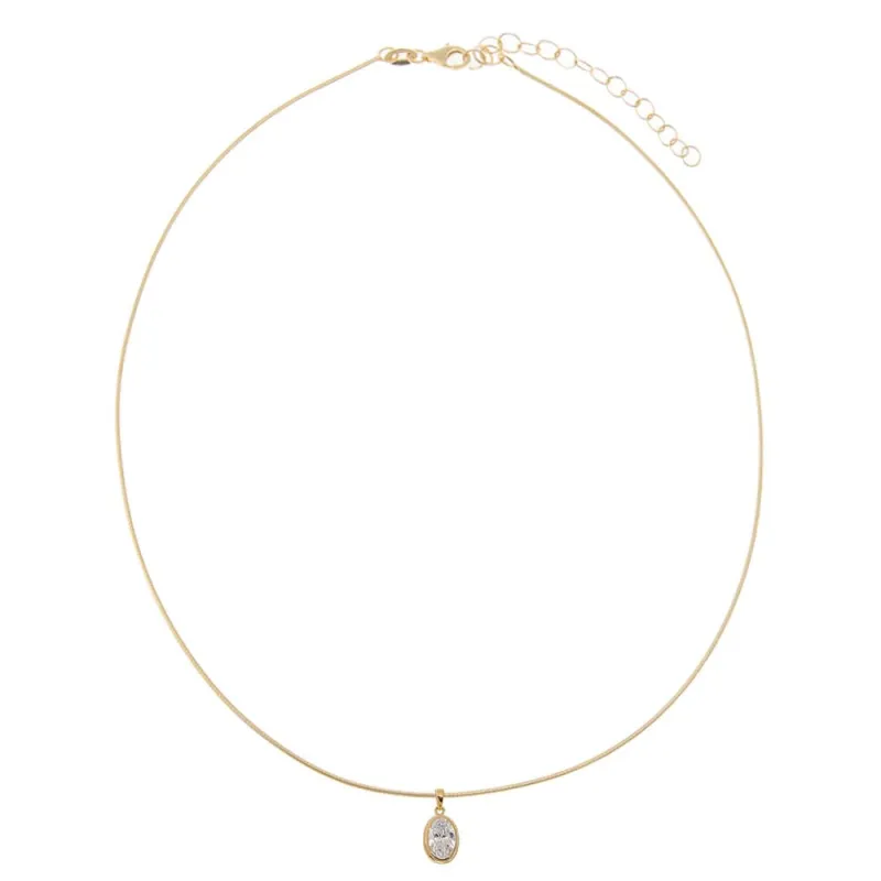 Lab Grown Diamond Oval Bezel Omega Chain Necklace 14K sold by Adina Eden's
