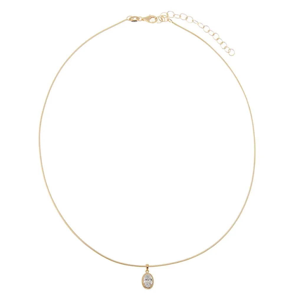 Lab Grown Diamond Oval Bezel Omega Chain Necklace 14K sold by Adina Eden's