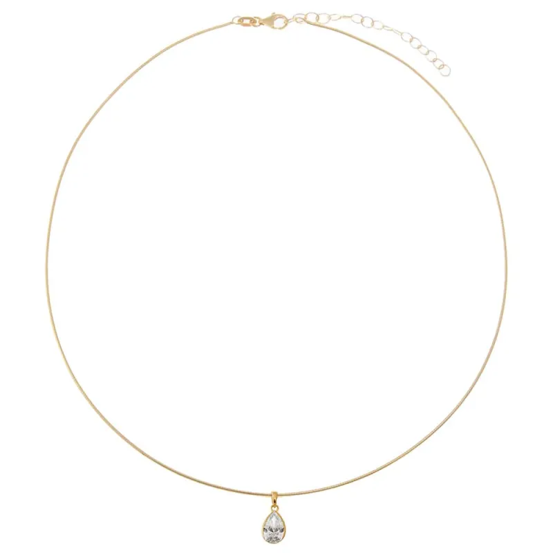 Lab Grown Diamond Pear Bezel Omega Chain Necklace 14K sold by Adina Eden's