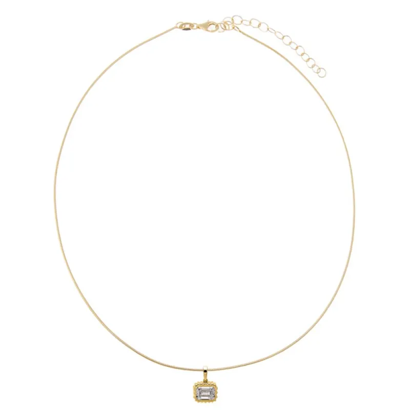 Lab Grown Diamond Emerald Beaded Omega Chain Necklace 14K sold by Adina Eden's