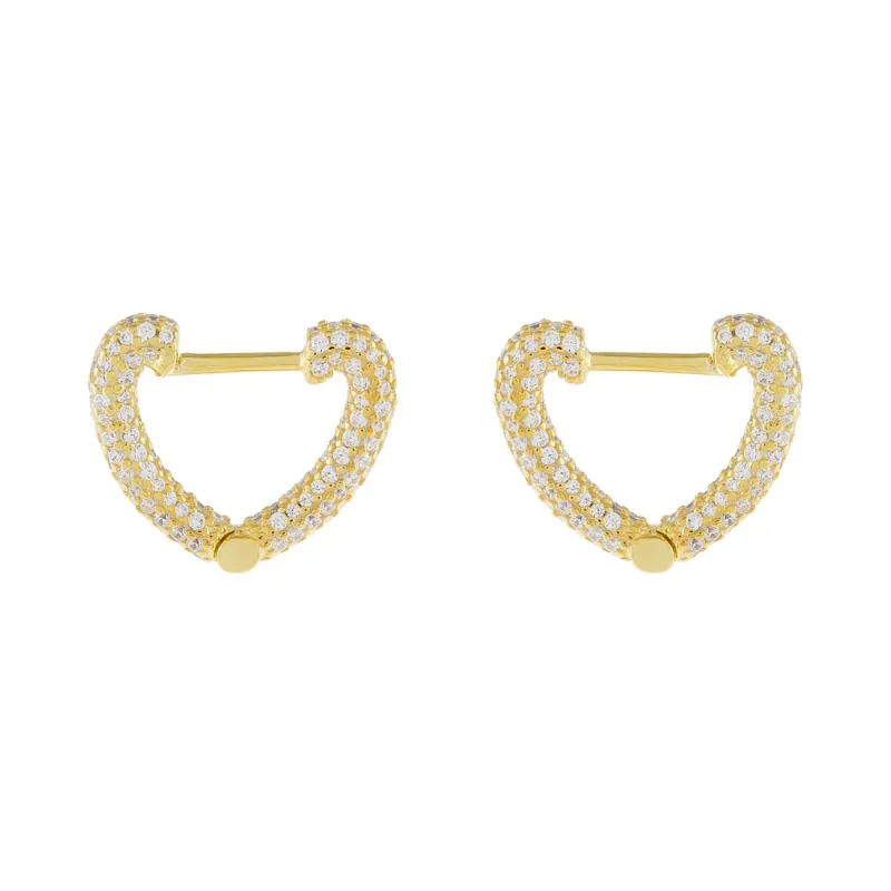 Mini Pavé Open Heart Huggie Earring sold by Adina Eden's