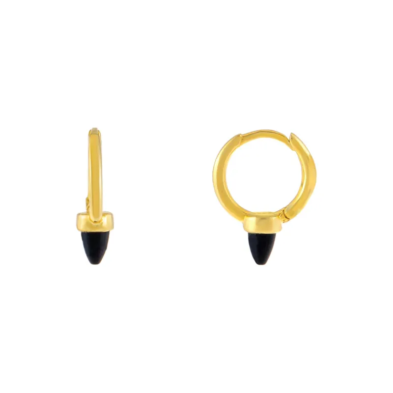 Onyx Spike Huggie Earring sold by Adina Eden's