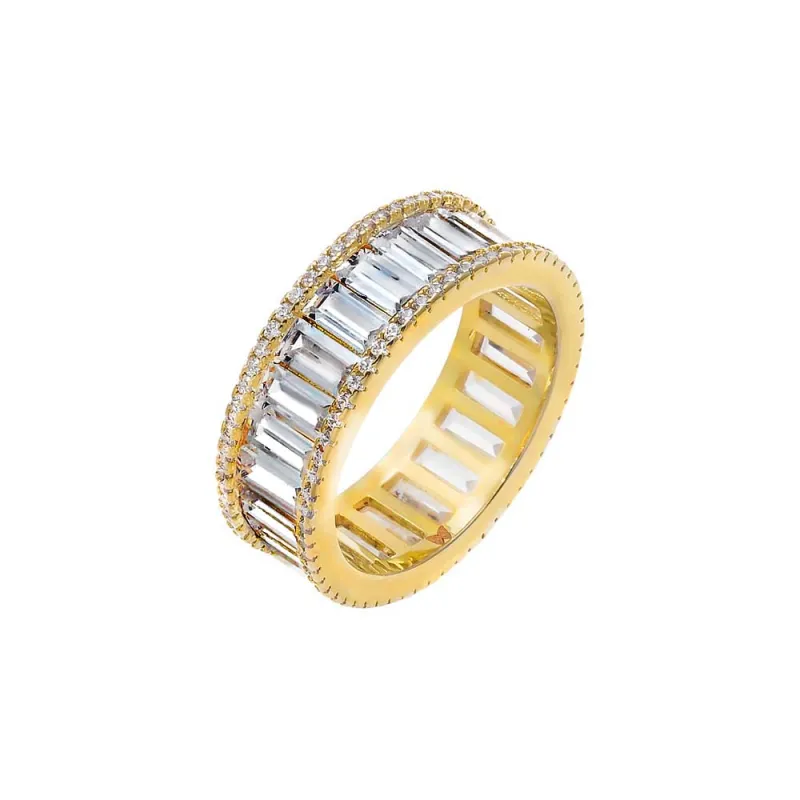 CZ Round X Baguette Eternity Band Ring sold by Adina Eden's