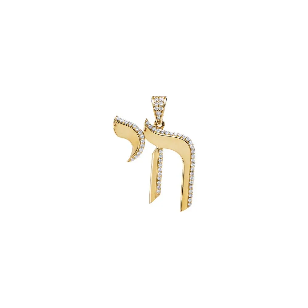 CZ Pave Shape Chai Ball Chain Necklace sold by Adina Eden's product image thumbnail 2