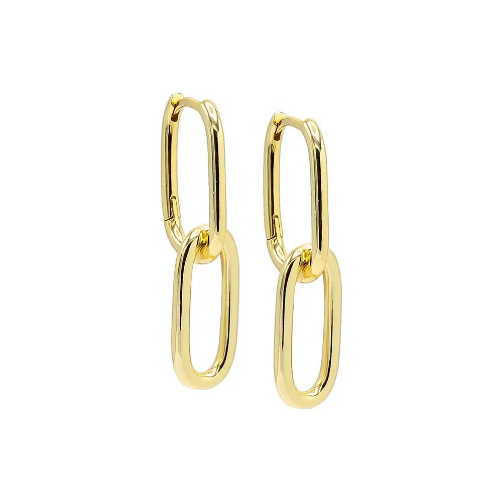 Solid Double U-Shape Drop Link Huggie Earring sold by Adina Eden's