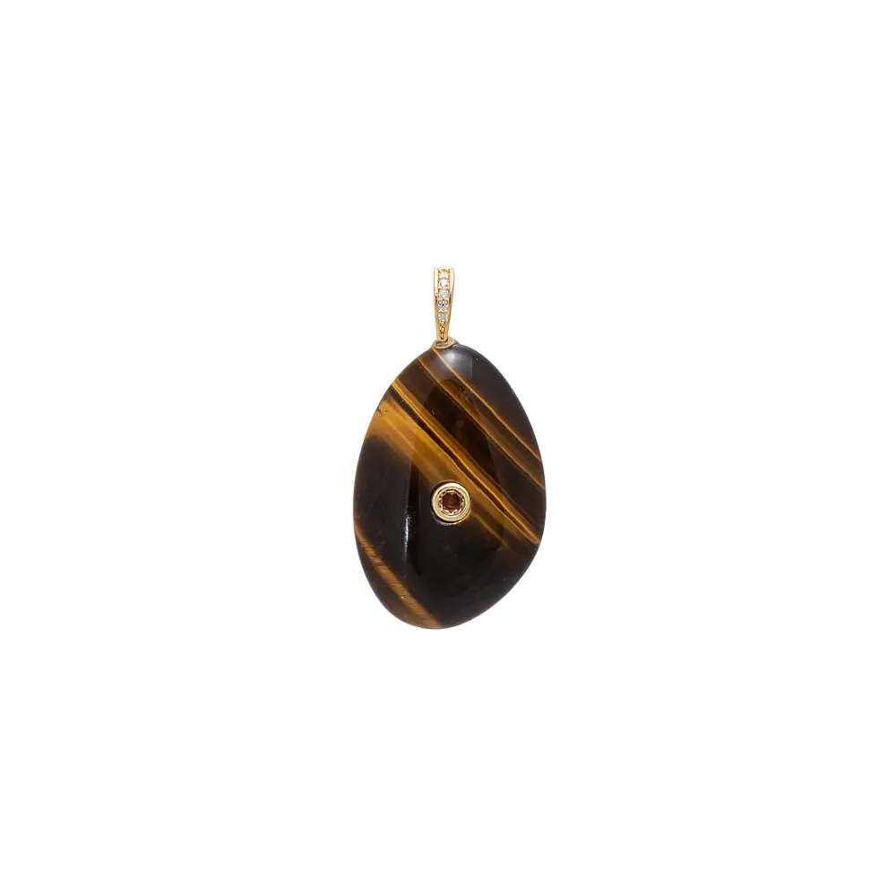 Colored CZ Bezel Natural Stone Pendant sold by Adina Eden's