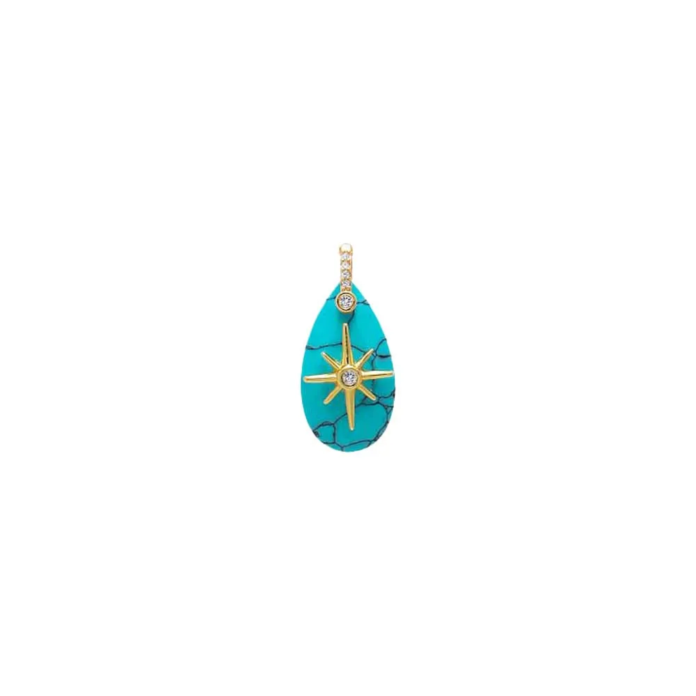 CZ Starburst Teardrop Natural Stone Pendant sold by Adina Eden's product image thumbnail 3