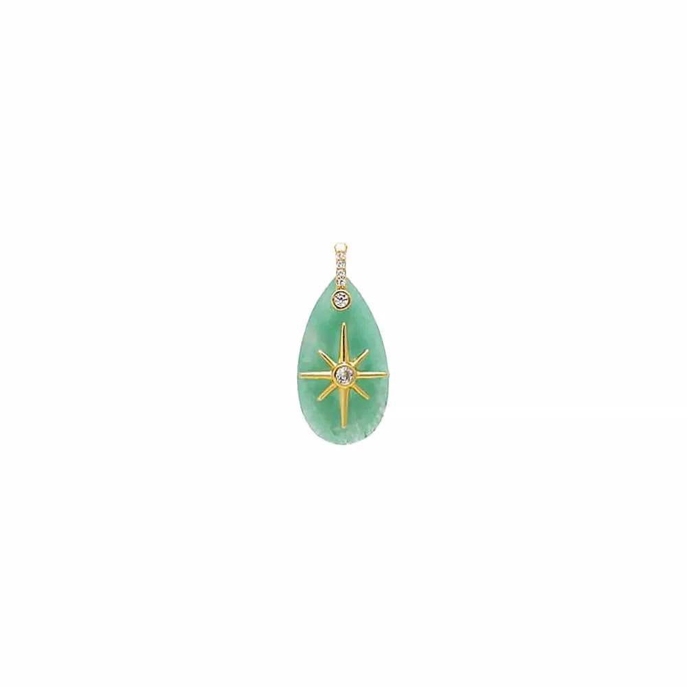 CZ Starburst Teardrop Natural Stone Pendant sold by Adina Eden's