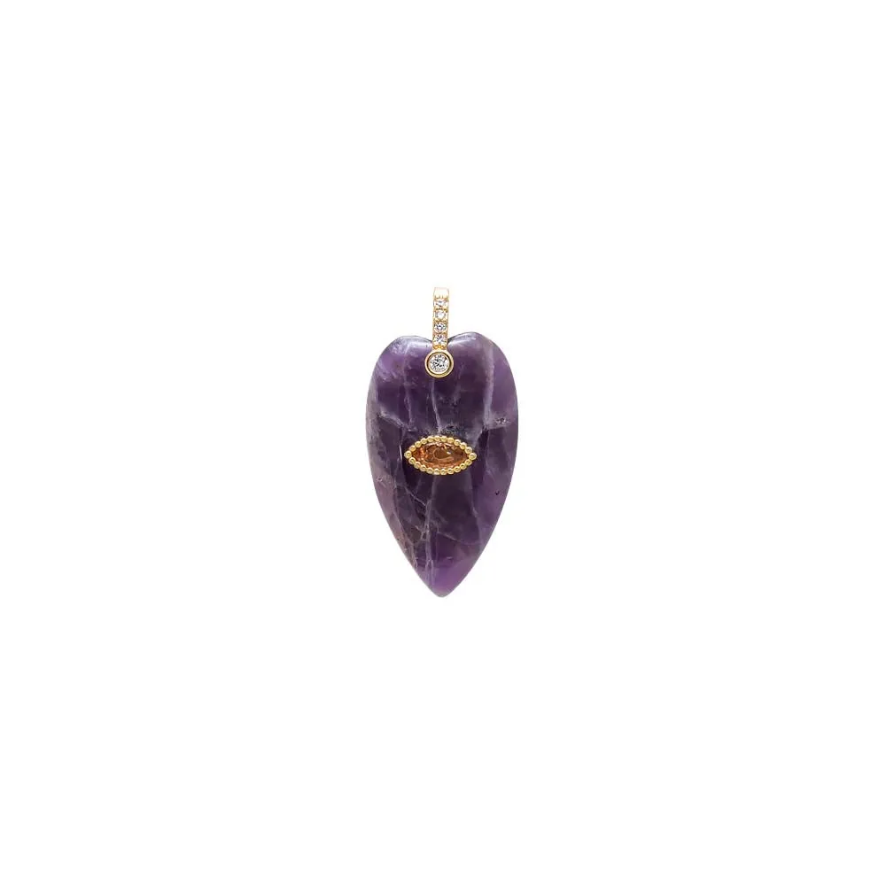 Evil Eye Elongated Heart Natural Stone Pendant sold by Adina Eden's product image thumbnail 4