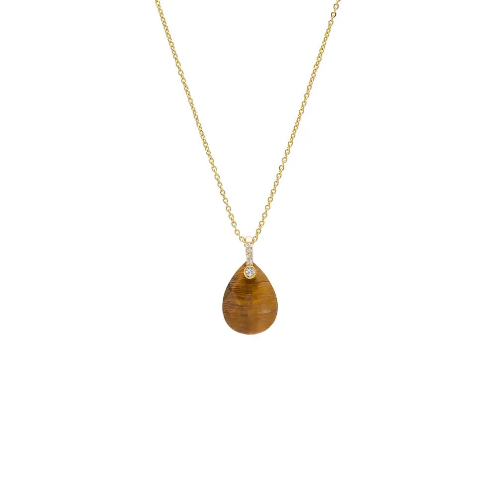 Pave Teardrop Natural Stone Pendant Necklace sold by Adina Eden's product image thumbnail 5