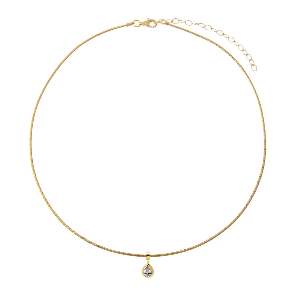 Colored CZ Pear Bezel Pendant Omega Chain Necklace sold by Adina Eden's product image thumbnail 2