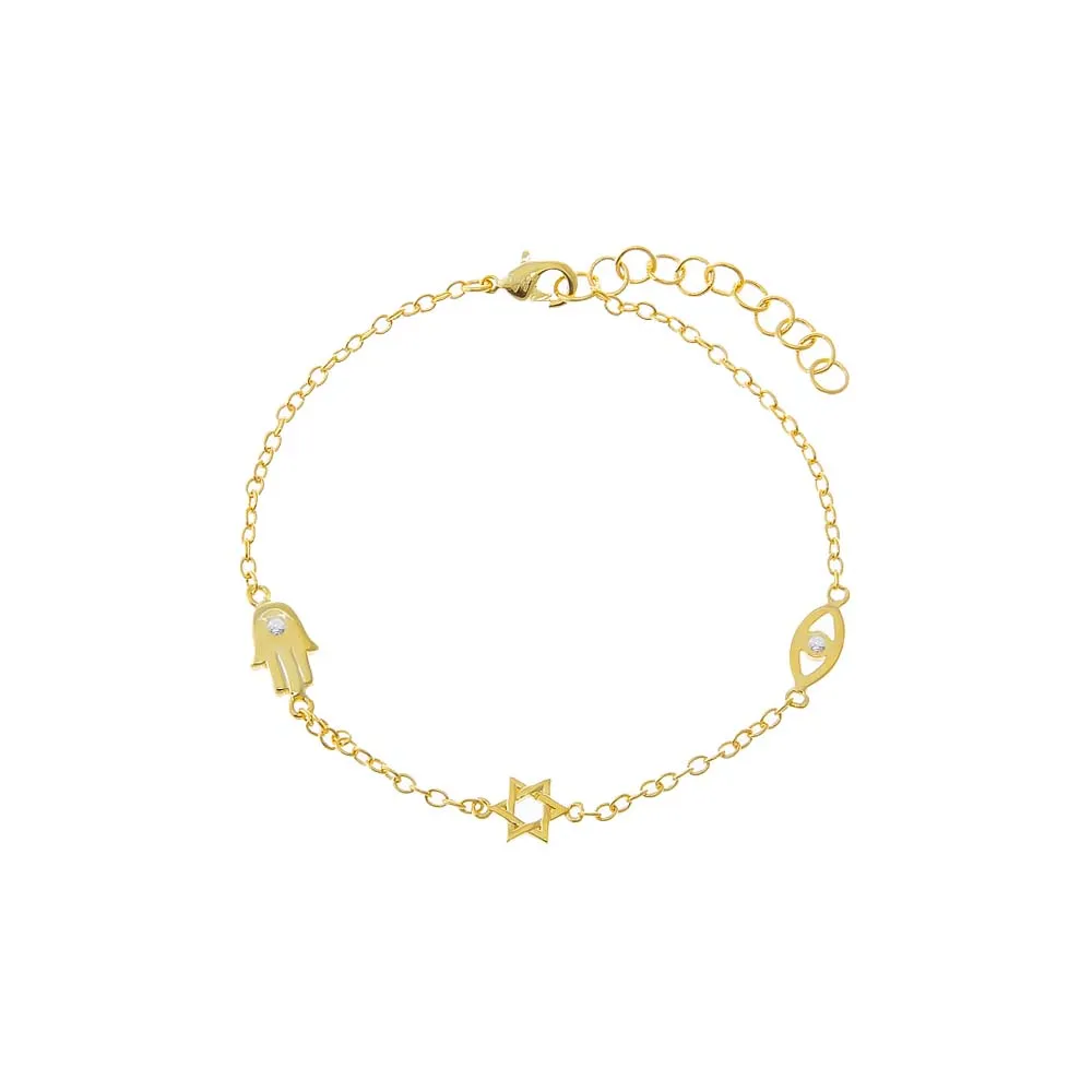 CZ Protection Symbol Charm Bracelet sold by Adina Eden's