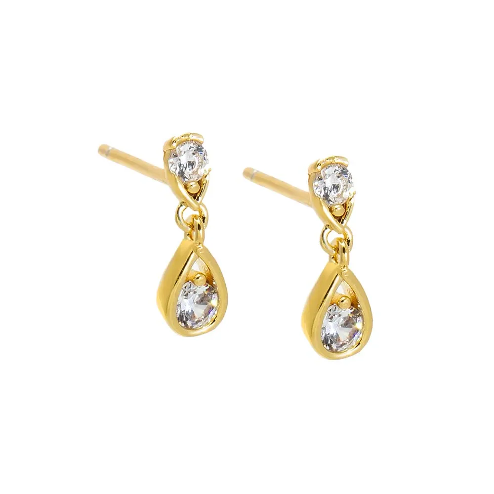 CZ Teardrop Duo Stud Earring sold by Adina Eden's