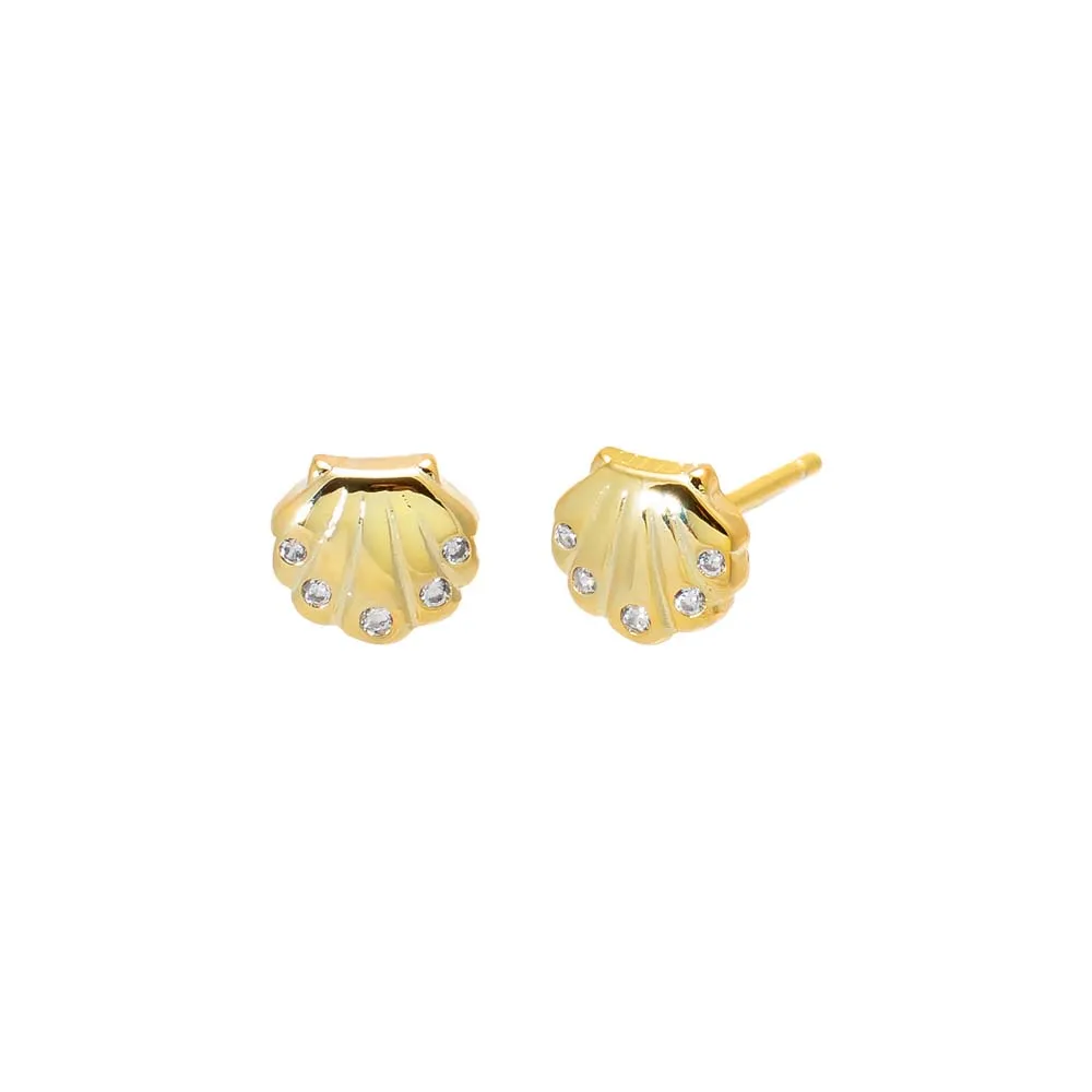CZ Seashell Stud Earring sold by Adina Eden's