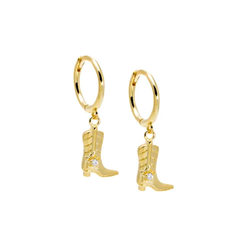 CZ Cowboy Boot Huggie Earring made by Adina Eden's