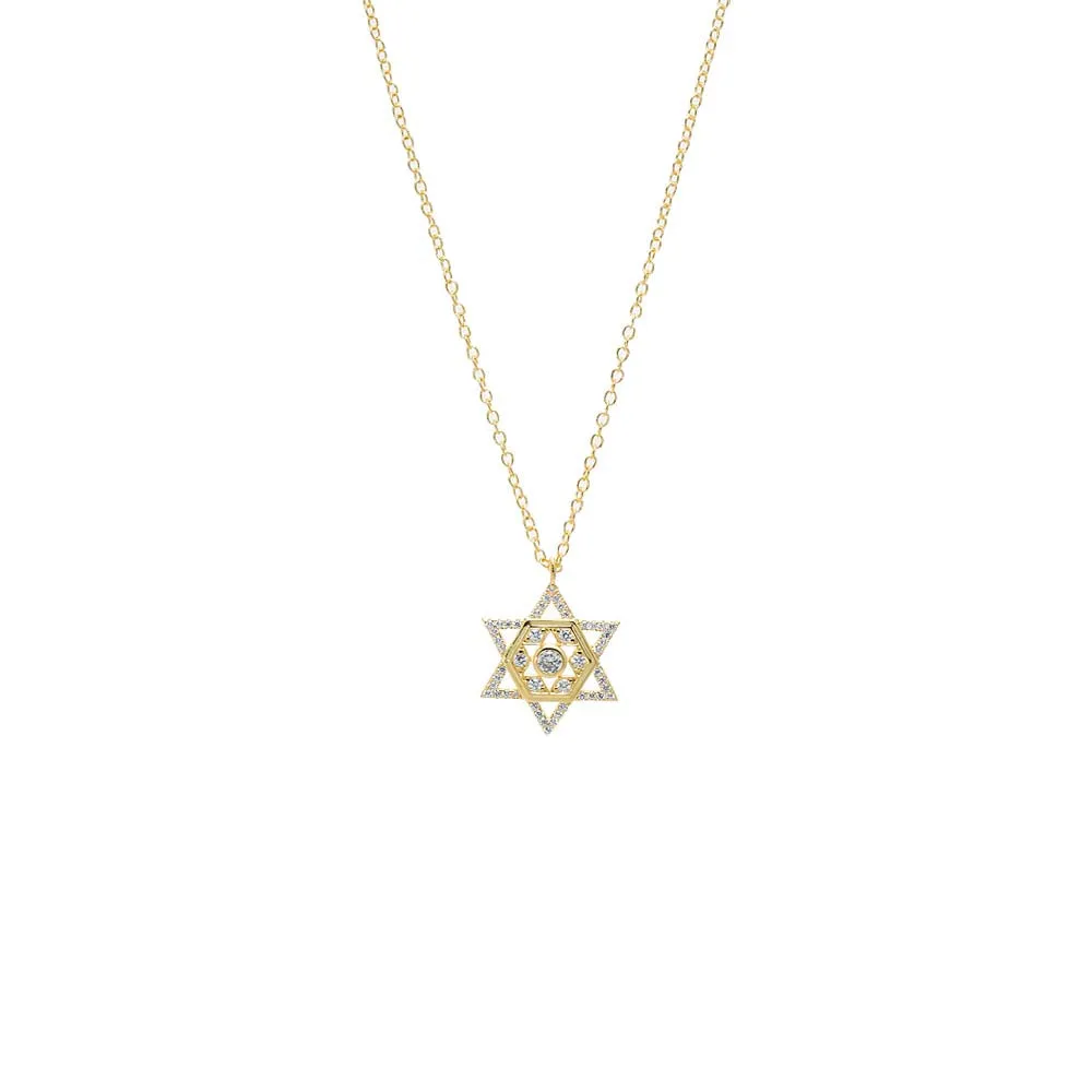 CZ Hexagon Star of David Necklace sold by Adina Eden's