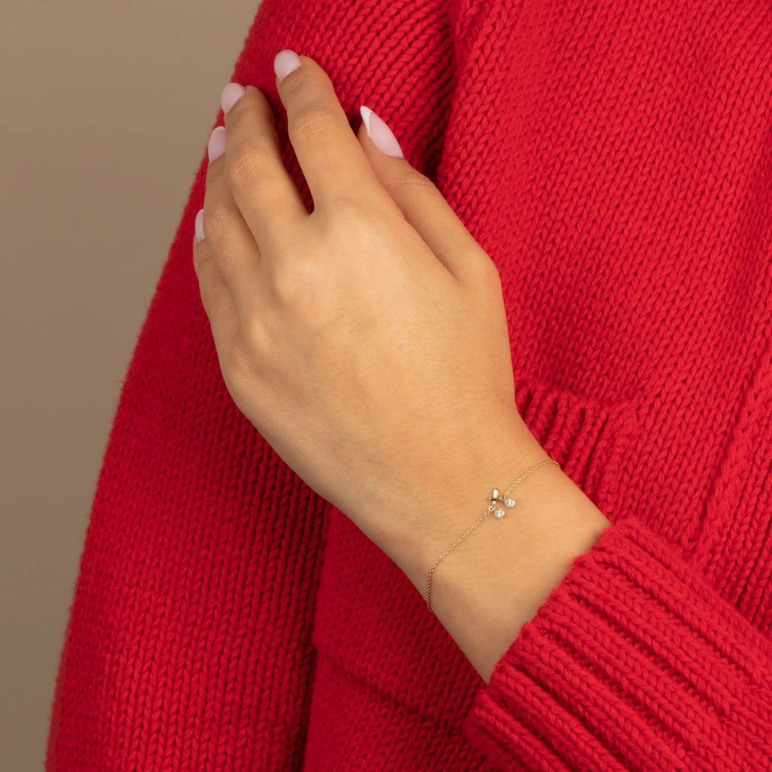 Diamond Pave Cherry Bracelet 14K sold by Adina Eden's product image thumbnail 2