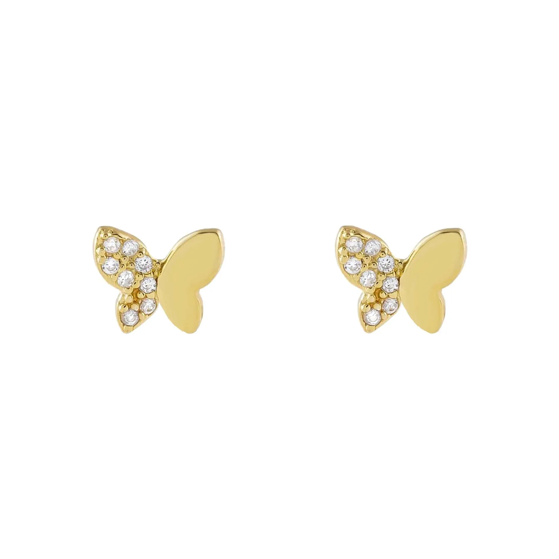 Pavé x Solid Butterfly Stud Earring sold by Adina Eden's