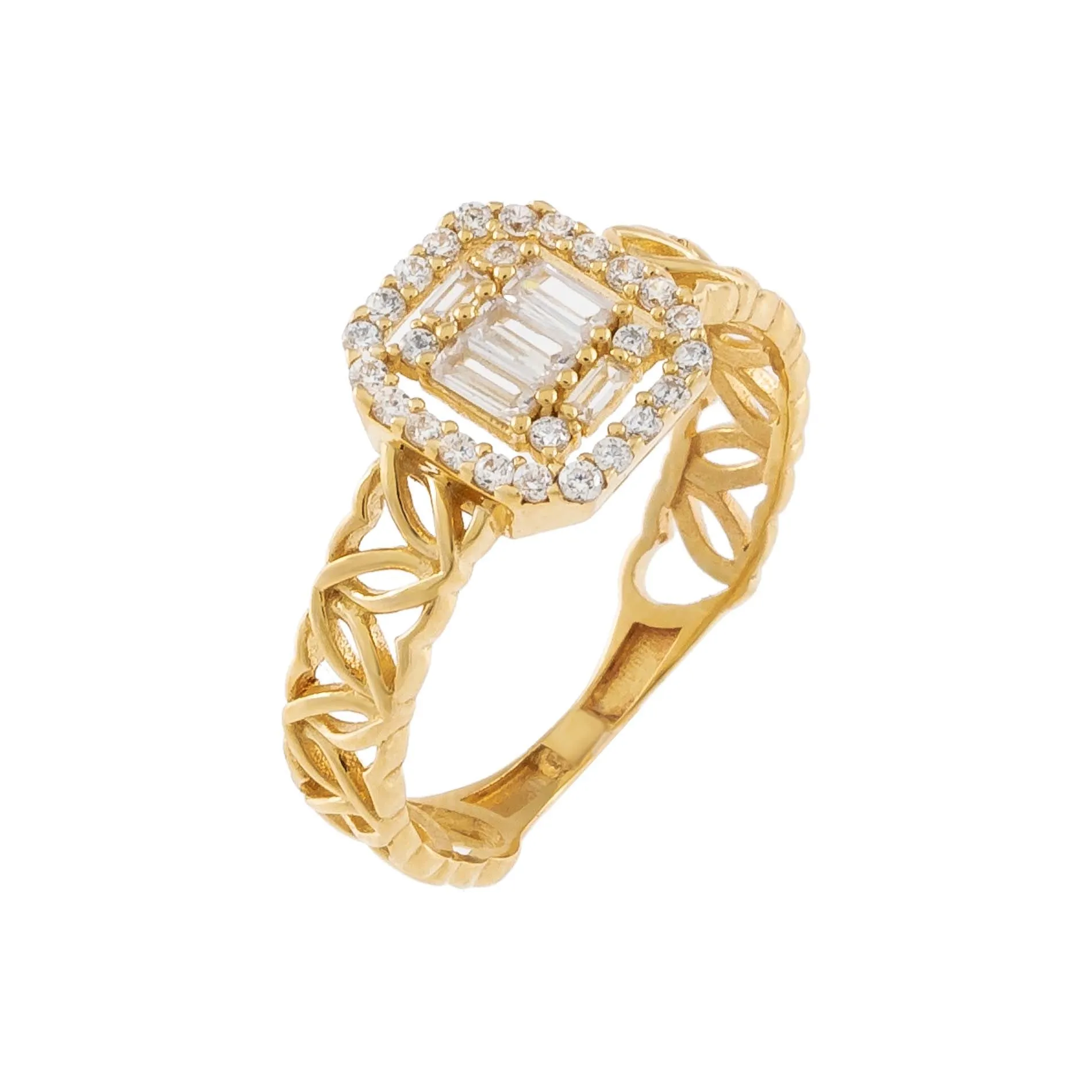 CZ Illusion Baguette Heart Band 14K sold by Adina Eden's