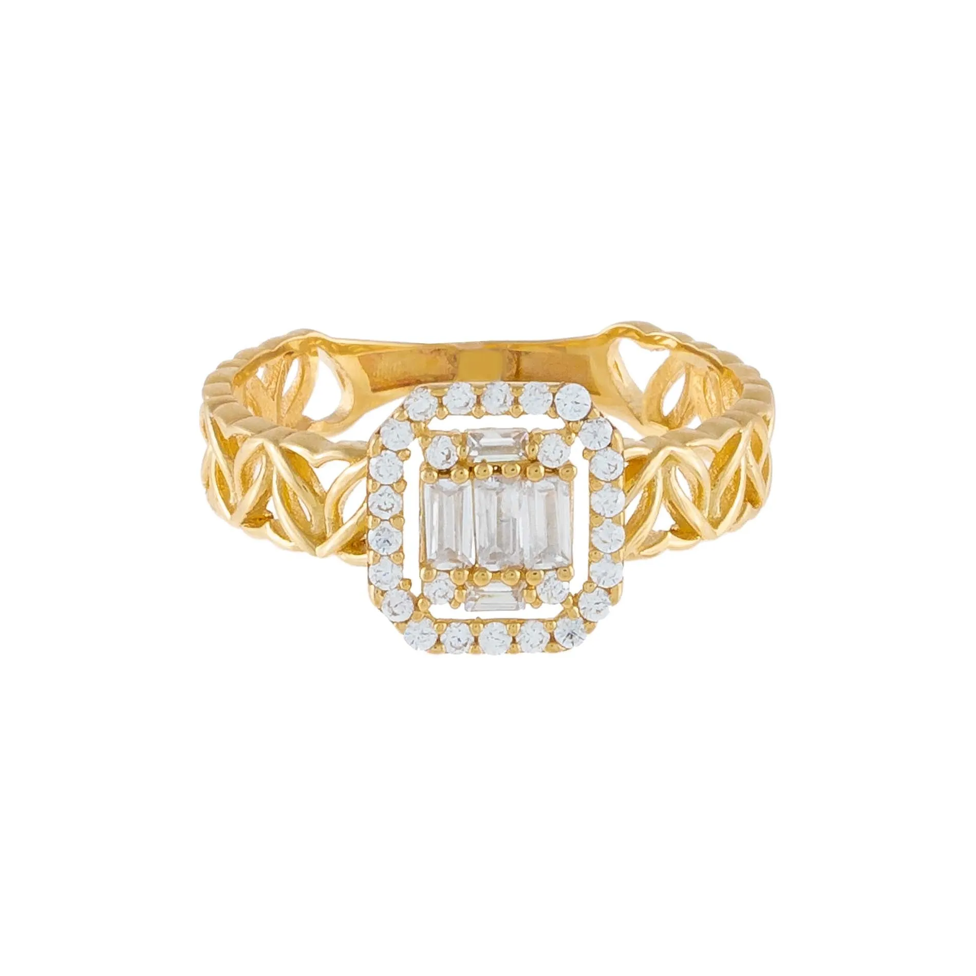 CZ Illusion Baguette Heart Band 14K sold by Adina Eden's product image thumbnail 2