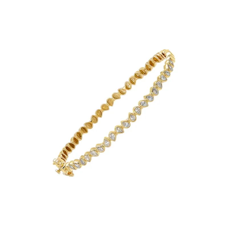 Lab Grown Diamond Multi Pear Bezel Bangle 14K sold by Adina Eden's