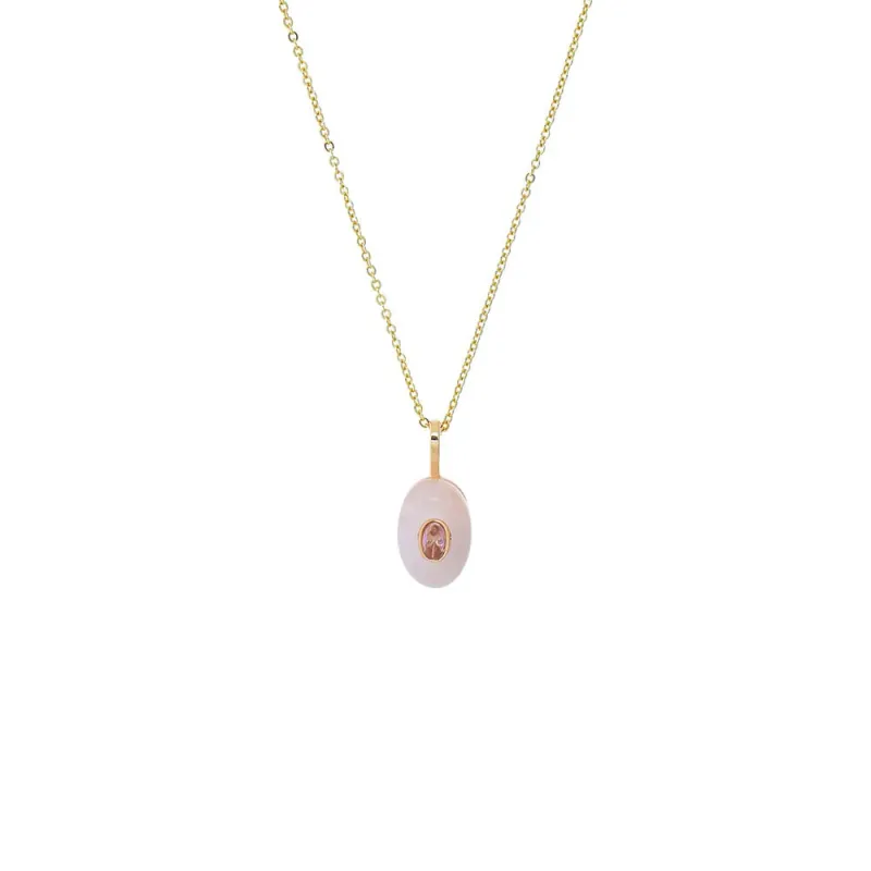 Pink Stone Oval Charm Necklace sold by Adina Eden's