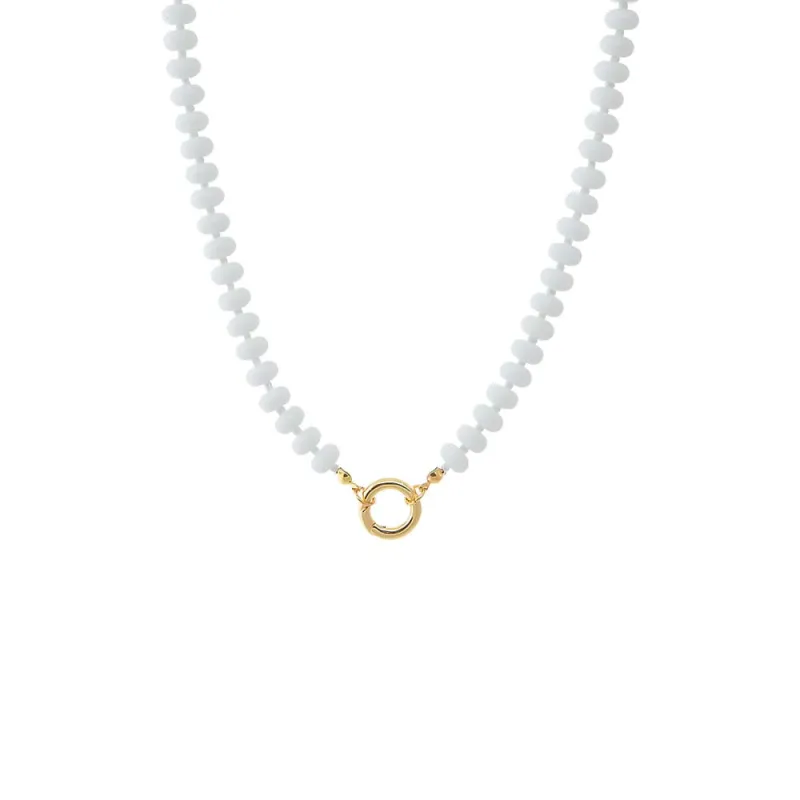 White Beaded Clicker Necklace sold by Adina Eden's