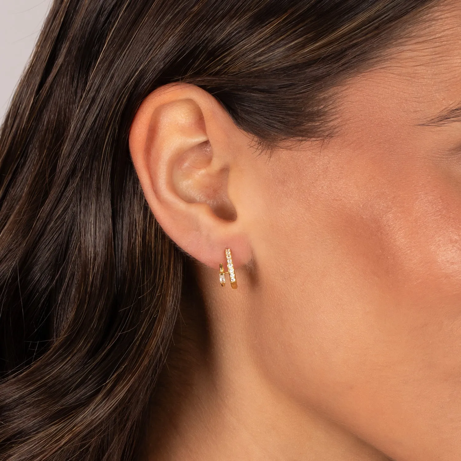 CZ Baguette Double Wrap Huggie Earring sold by Adina Eden's product image thumbnail 2