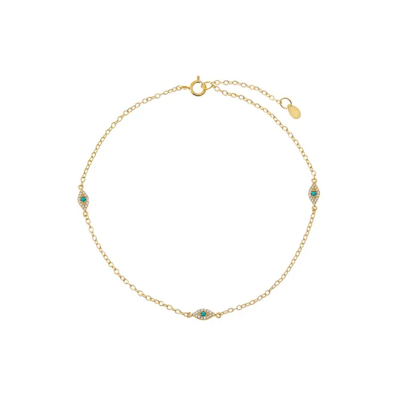 Multi Evil Eye Chain Anklet sold by Adina Eden's