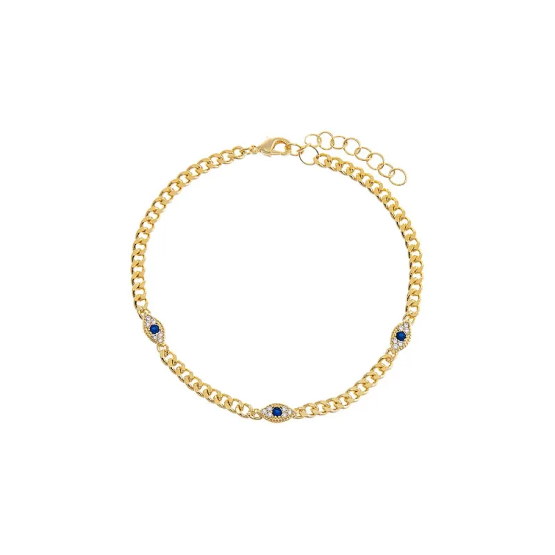 Multi Evil Eye Cuban Chain Bracelet sold by Adina Eden's