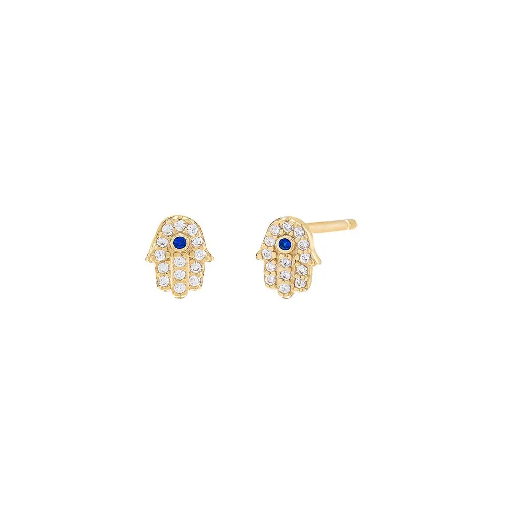 Mini Pavé Hamsa Stud Earring sold by Adina Eden's