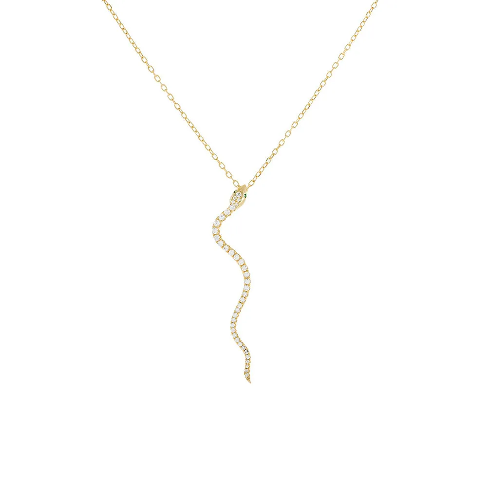 Pavé Snake Drop Necklace sold by Adina Eden's