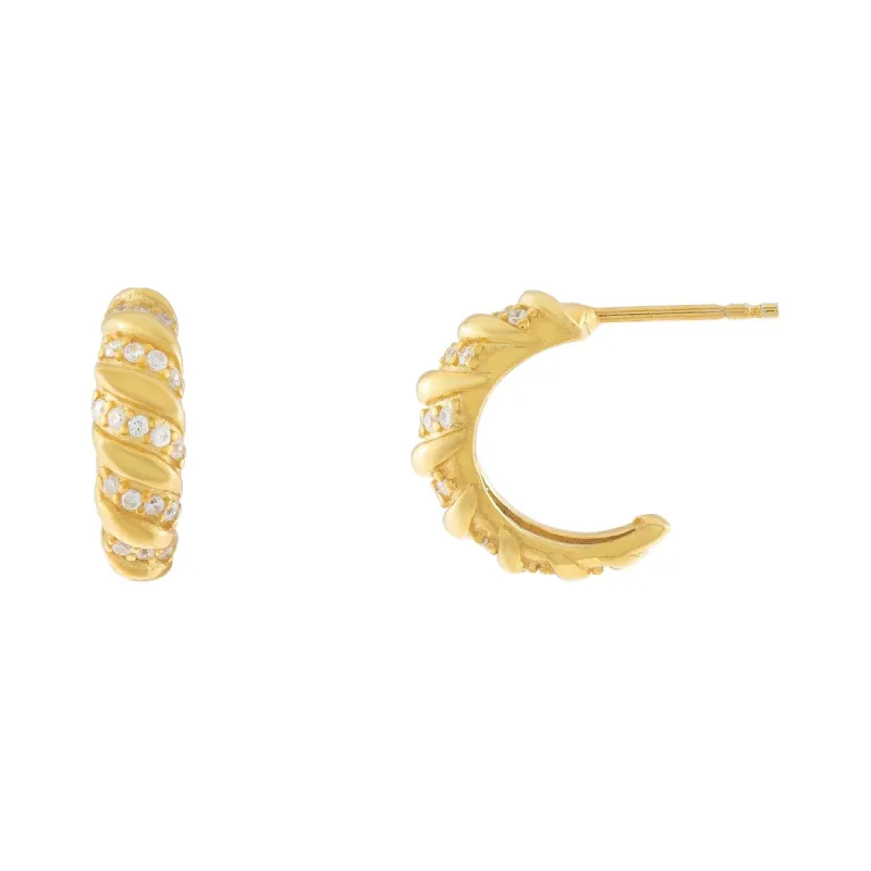 Thin Pavé Braided Hoop Earring sold by Adina Eden's