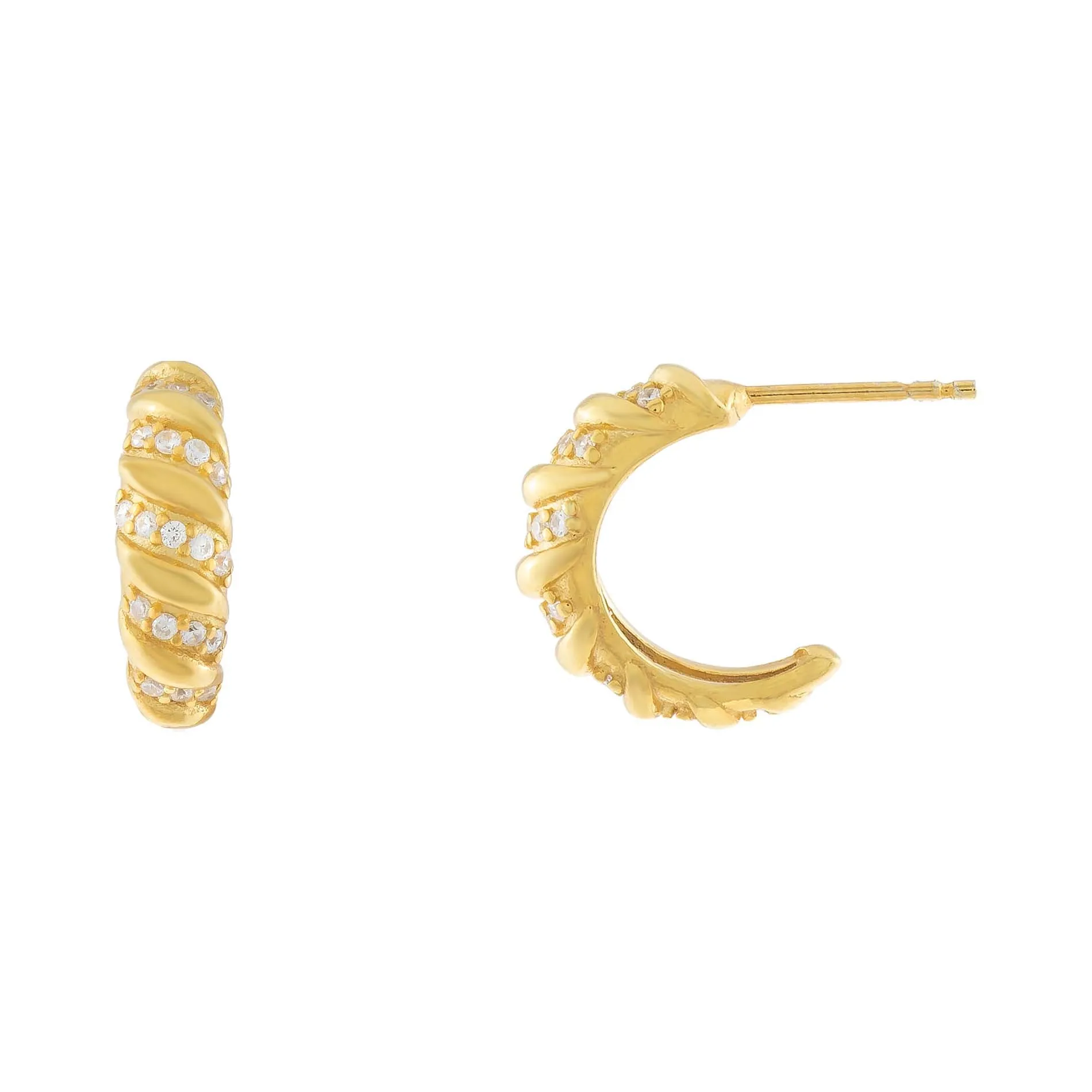 Thin Pavé Braided Hoop Earring sold by Adina Eden's
