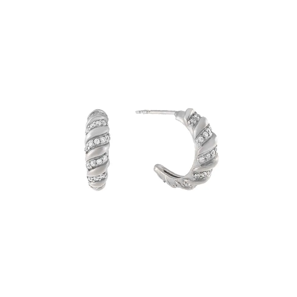 Thin Pavé Braided Hoop Earring sold by Adina Eden's product image thumbnail 5