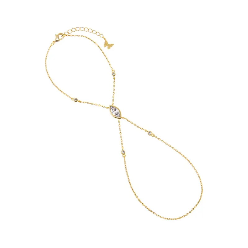 CZ Bezel Marquise & Solitaire Hand Chain sold by Adina Eden's