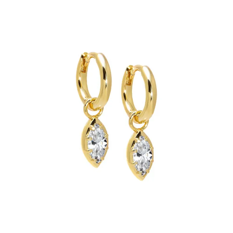 CZ Marquise Bezel Dangling Huggie Earring sold by Adina Eden's