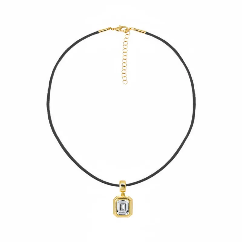 Colored CZ Emerald Bezel Pendant & Rope Chain Choker Necklace sold by Adina Eden's