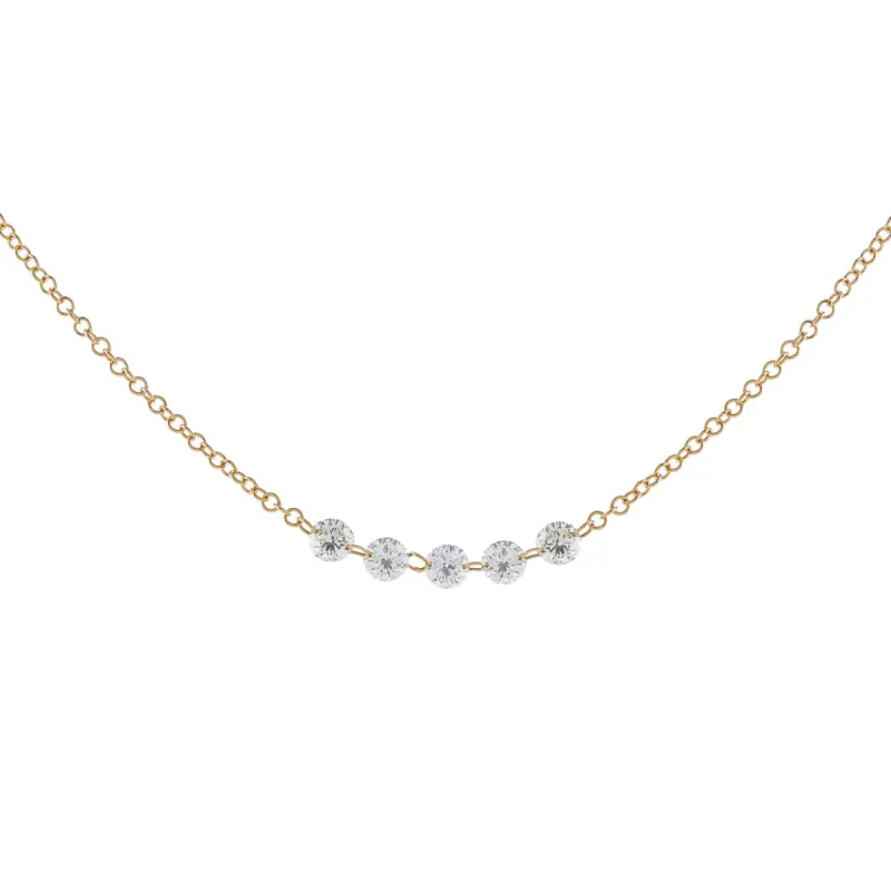 Floating Multi Diamond Necklace 14K sold by Adina Eden's