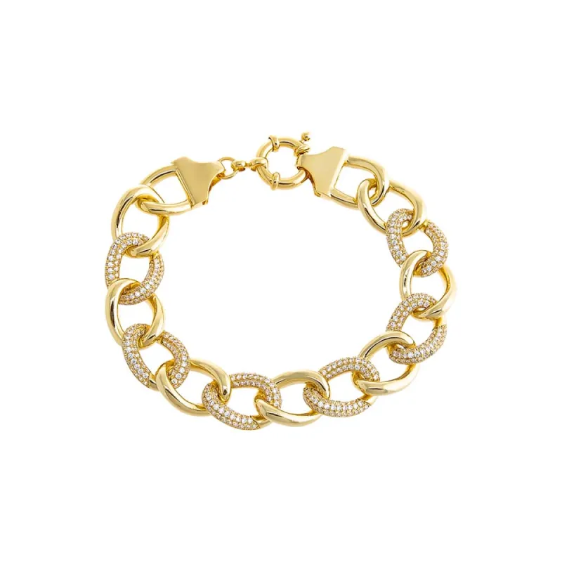 Solid/Pave Curved Link Bracelet sold by Adina Eden's