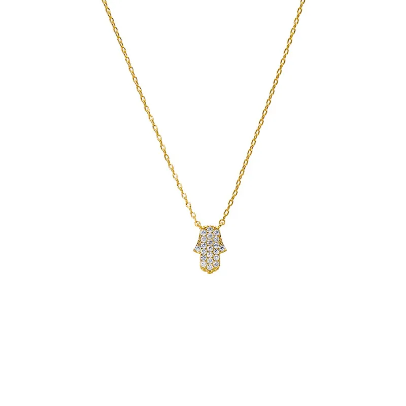 Pave Hamsa Pendant Charm Necklace sold by Adina Eden's