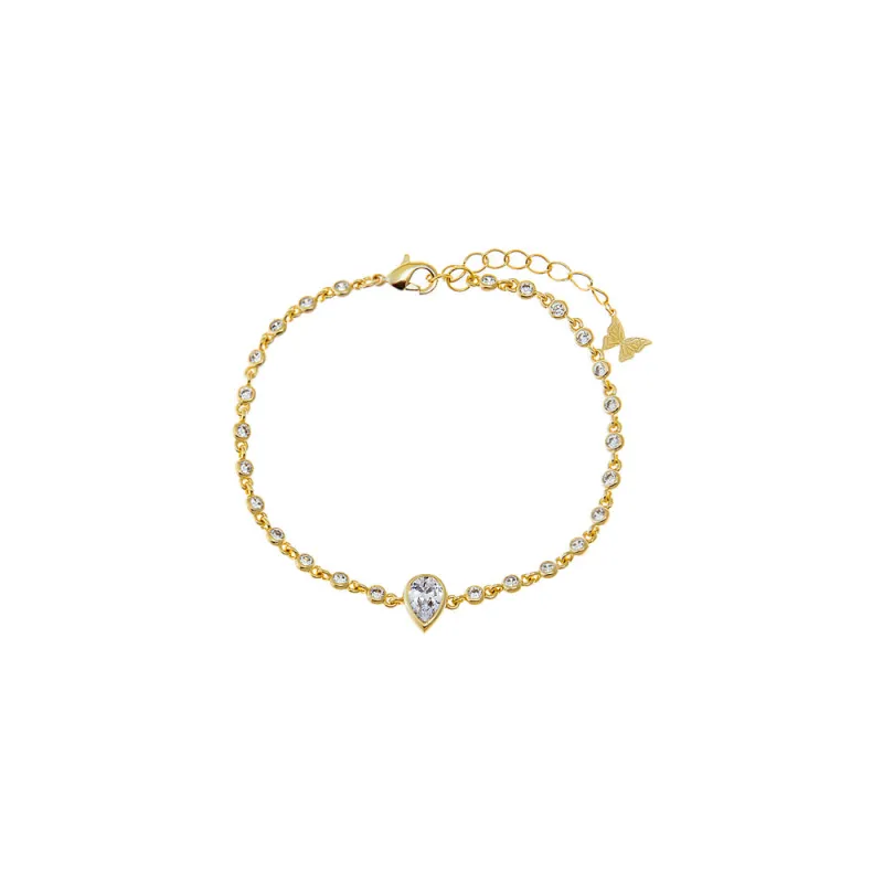 CZ Pear Bezel Link Charm Bracelet sold by Adina Eden's