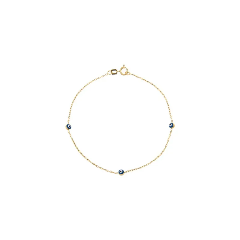 Sapphire Blue Evil Eye Station Bracelet 14K sold by Adina Eden's