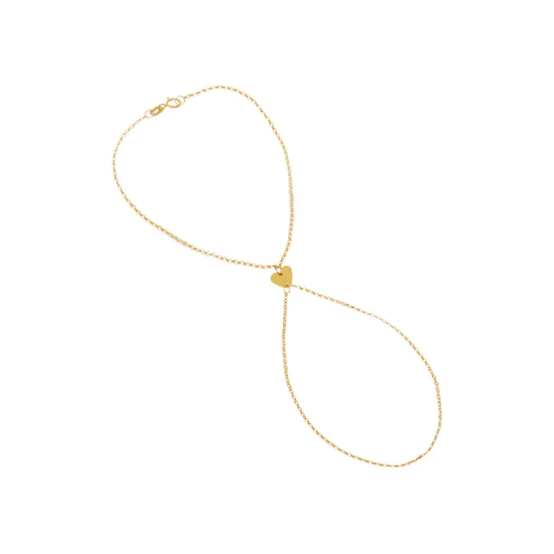 Solid Heart Hand Chain Bracelet 14K sold by Adina Eden's
