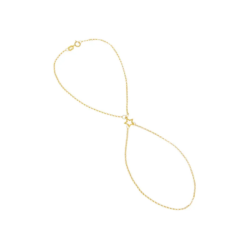 Solid Star Cutout Hand Chain Bracelet 14K sold by Adina Eden's