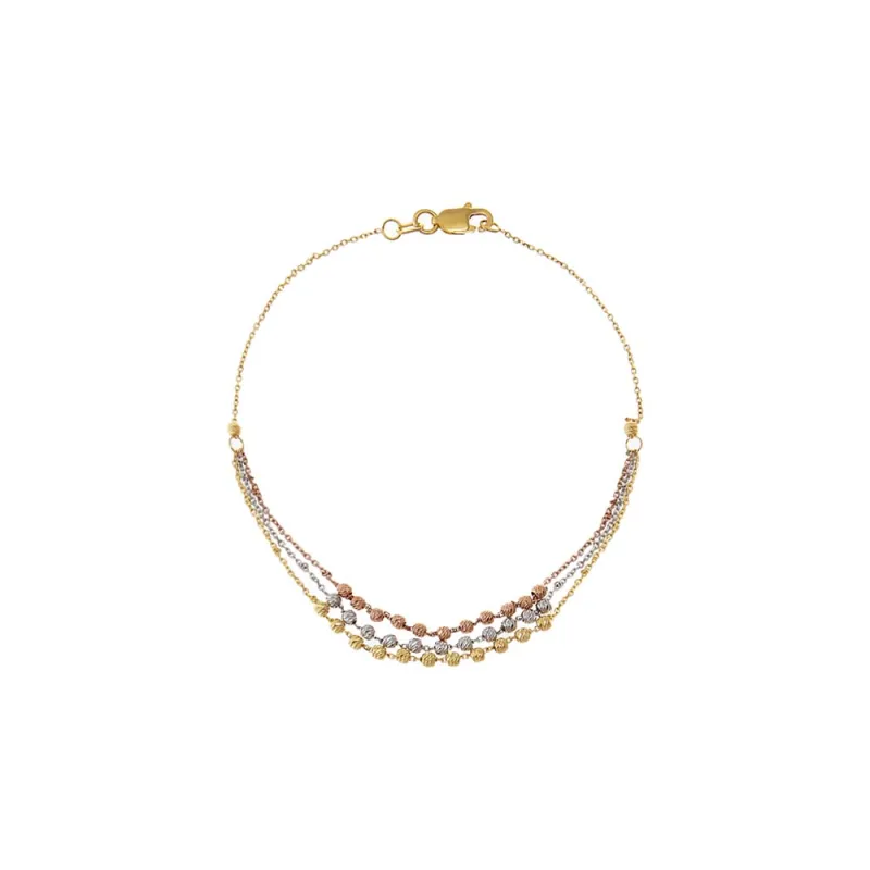 Tri-Color Beaded Bracelet 14K sold by Adina Eden's